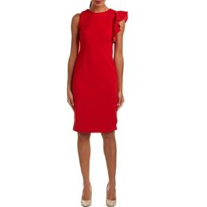 NWT Tahari Red Ruffle Sleeve Red Dress Size 10